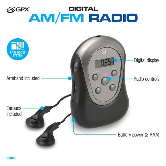 GPX SportX Digital AM FM Radio & Earbuds with Armband Bass Boost R300S NIP - Picture 4 of 6